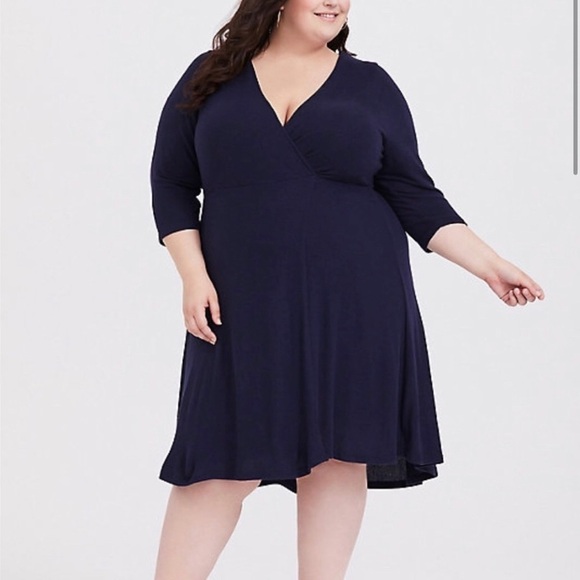 NWT Torrid women’s navy blue hacci wrap jersey knit dress size 4X - Picture 2 of 11